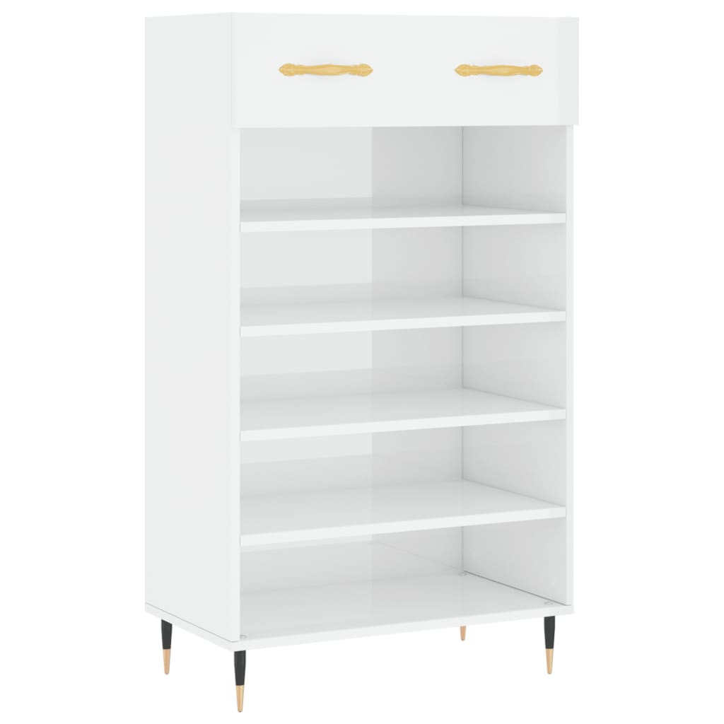 Shoe Cabinet High Gloss White 60x35x105 cm Engineered Wood